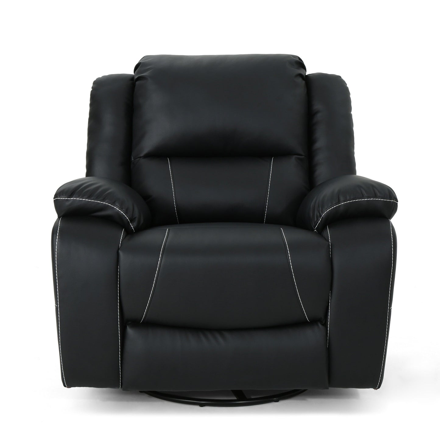 Roomfitters 39 Wide Faux Leather Manual Swivel Standard Recliner, Comfortable Lounge Chair for Living Room