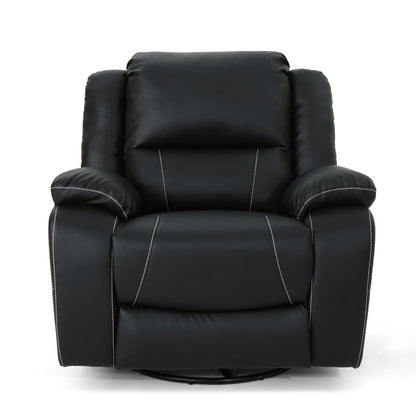 Roomfitters 39 Wide Faux Leather Manual Swivel Standard Recliner, Comfortable Lounge Chair for Living Room
