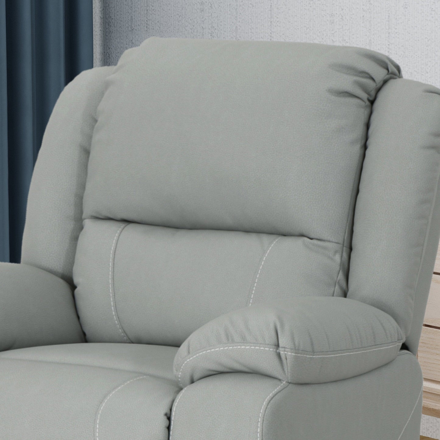 Roomfitters 39 Wide Faux Leather Manual Swivel Standard Recliner, Comfortable Lounge Chair for Living Room
