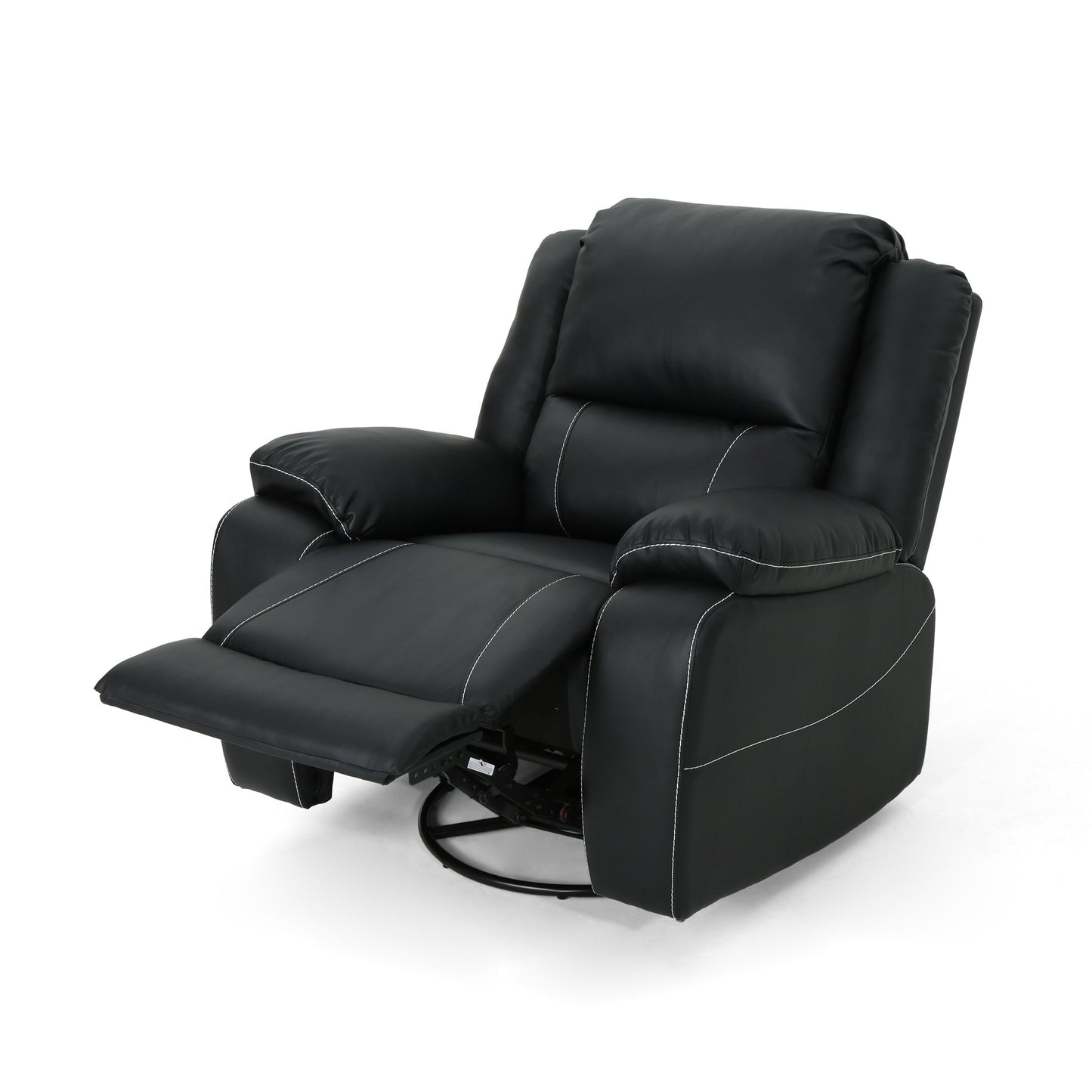 Roomfitters 39 Wide Faux Leather Manual Swivel Standard Recliner, Comfortable Lounge Chair for Living Room