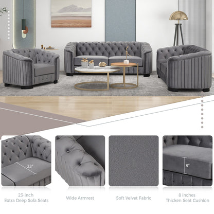 Roomfitters 41.5 Velvet Upholstered Accent Sofa Chair with Thick Removable Cushion Modern Single Couch