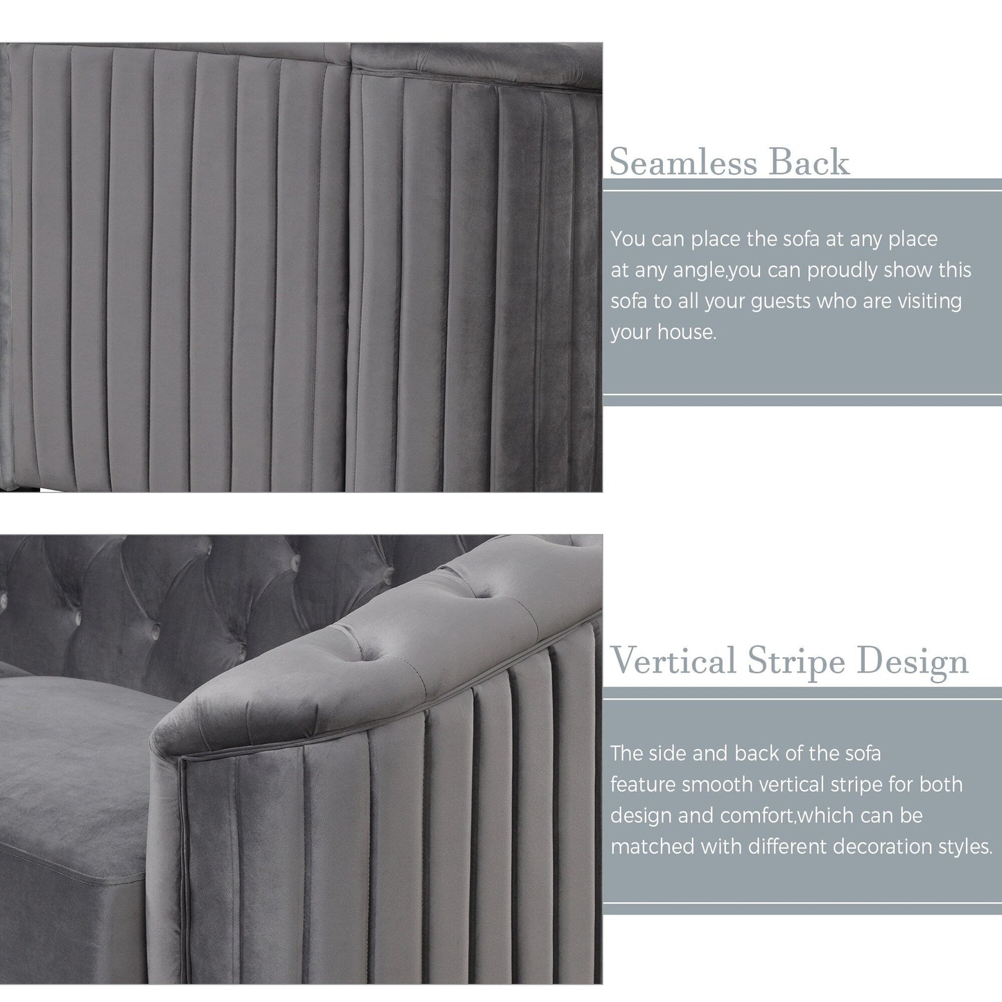 Roomfitters 41.5 Velvet Upholstered Accent Sofa Chair with Thick Removable Cushion Modern Single Couch