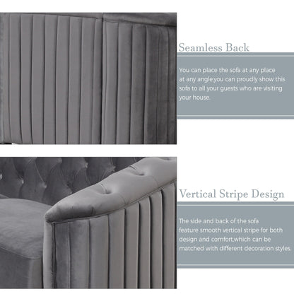 Roomfitters 41.5 Velvet Upholstered Accent Sofa Chair with Thick Removable Cushion Modern Single Couch