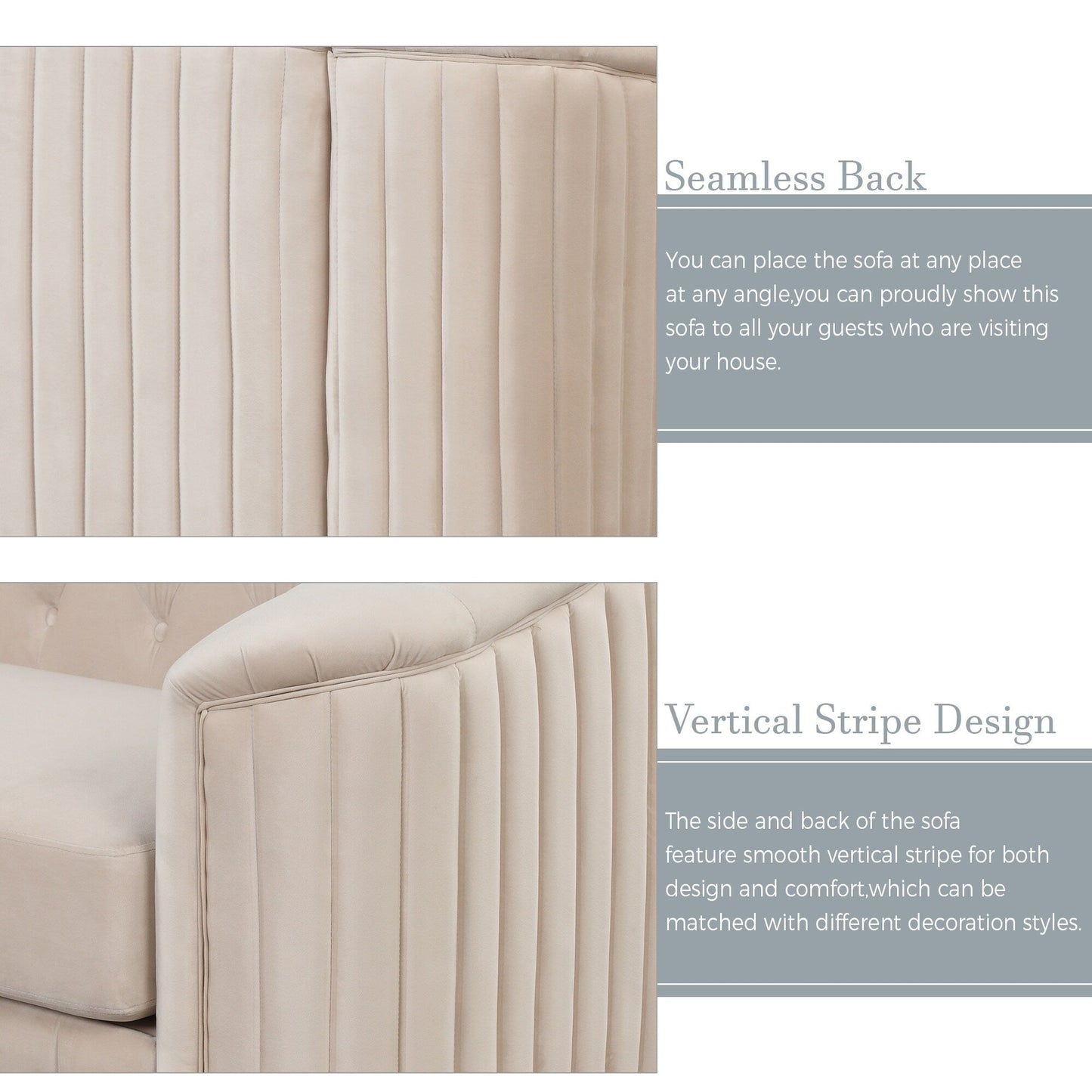 Roomfitters 41.5 Velvet Upholstered Accent Sofa Chair with Thick Removable Cushion Modern Single Couch