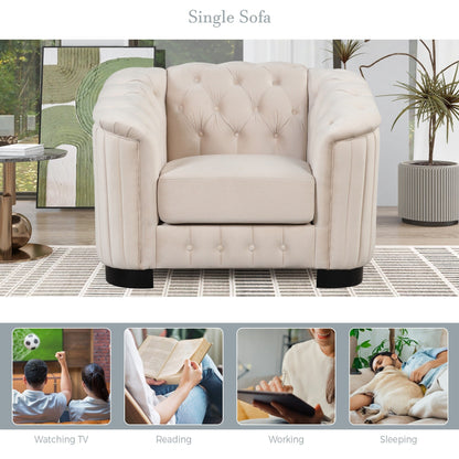 Roomfitters 41.5 Velvet Upholstered Accent Sofa Chair with Thick Removable Cushion Modern Single Couch