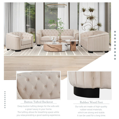 Roomfitters 41.5 Velvet Upholstered Accent Sofa Chair with Thick Removable Cushion Modern Single Couch