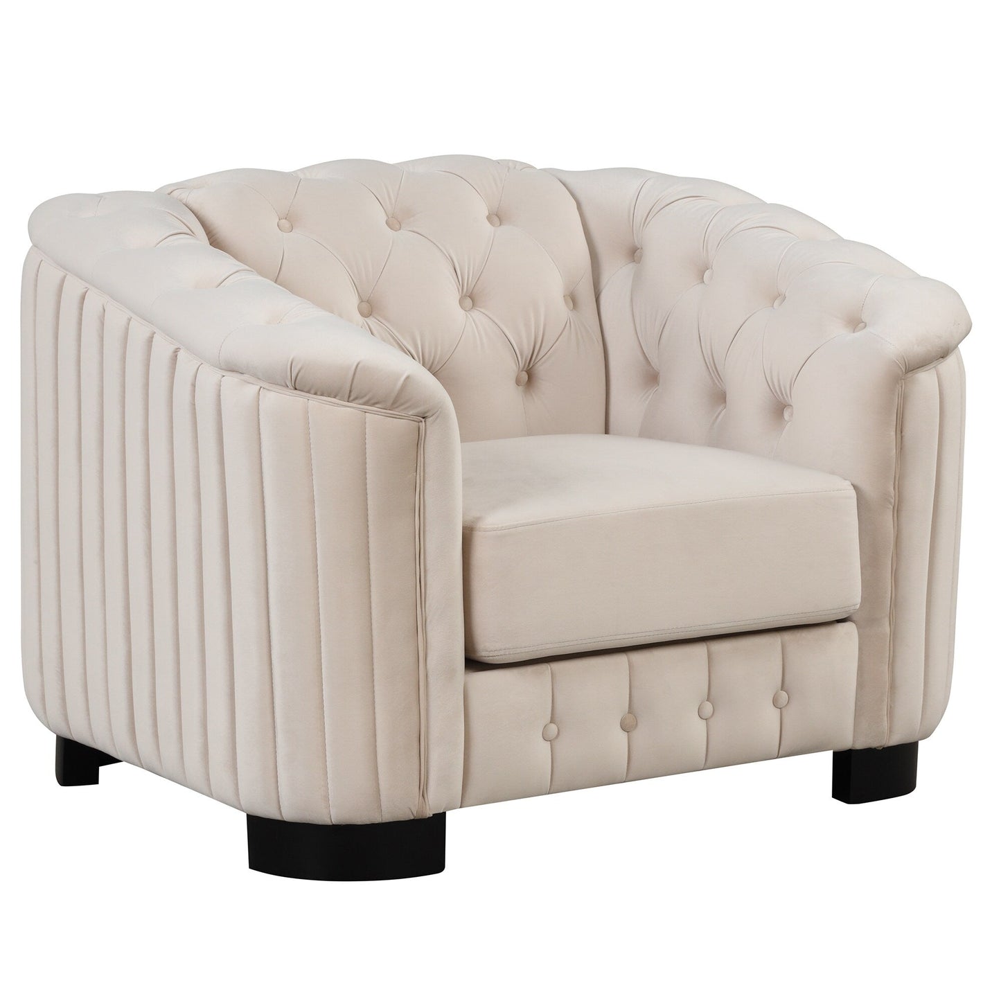 Roomfitters 41.5 Velvet Upholstered Accent Sofa Chair with Thick Removable Cushion Modern Single Couch