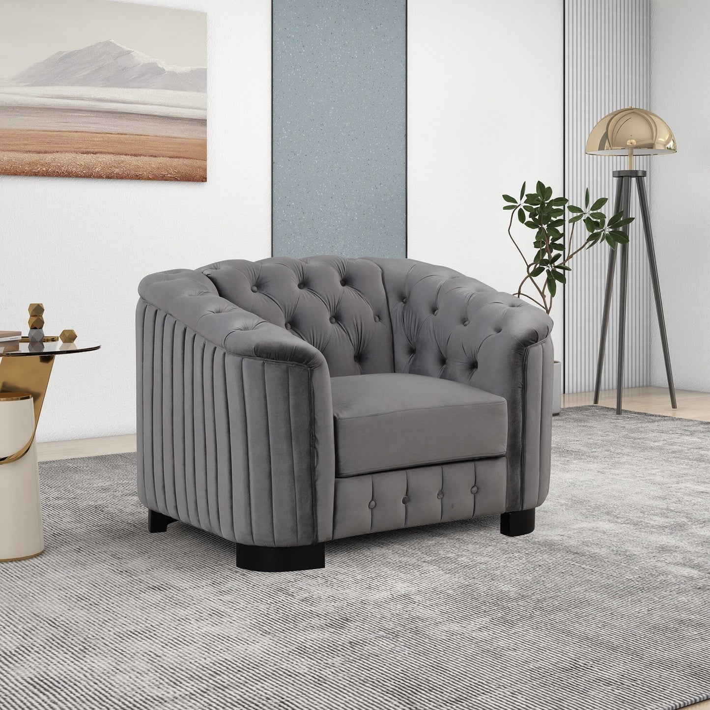 Roomfitters 41.5 Velvet Upholstered Accent Sofa Chair with Thick Removable Cushion Modern Single Couch
