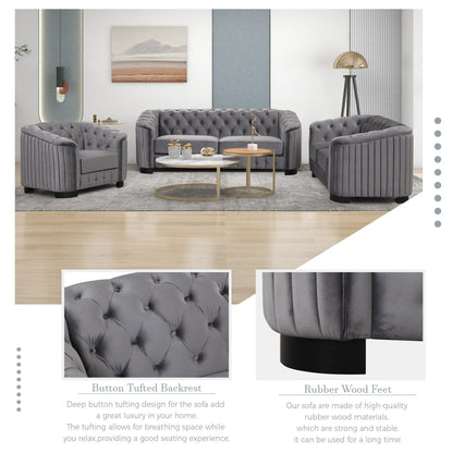 Roomfitters 41.5 Velvet Upholstered Accent Sofa Chair with Thick Removable Cushion Modern Single Couch