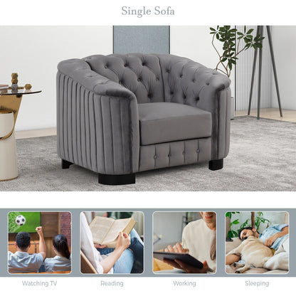 Roomfitters 41.5 Velvet Upholstered Accent Sofa Chair with Thick Removable Cushion Modern Single Couch