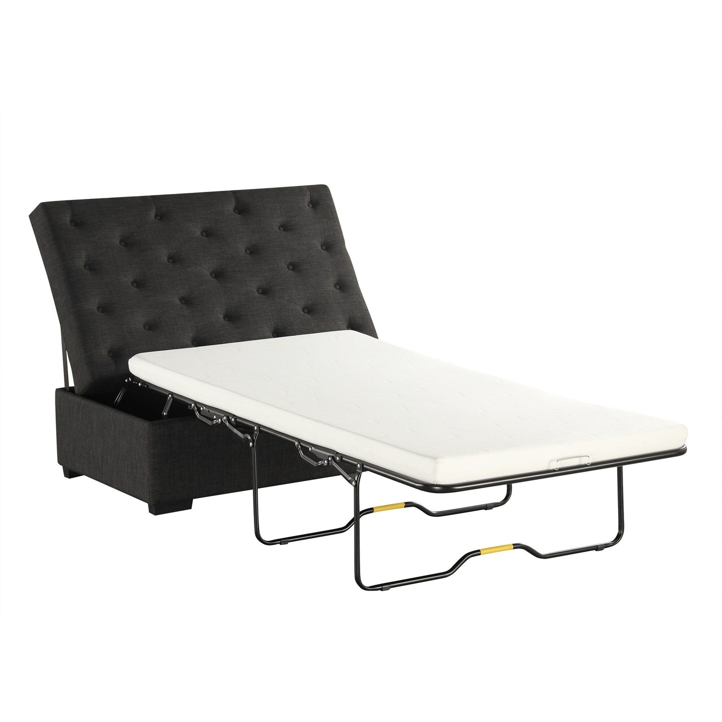 Roomfitters 49.6 Folding Ottoman Sleeper Sofa with Memory Foam Mattress and Tufted Design