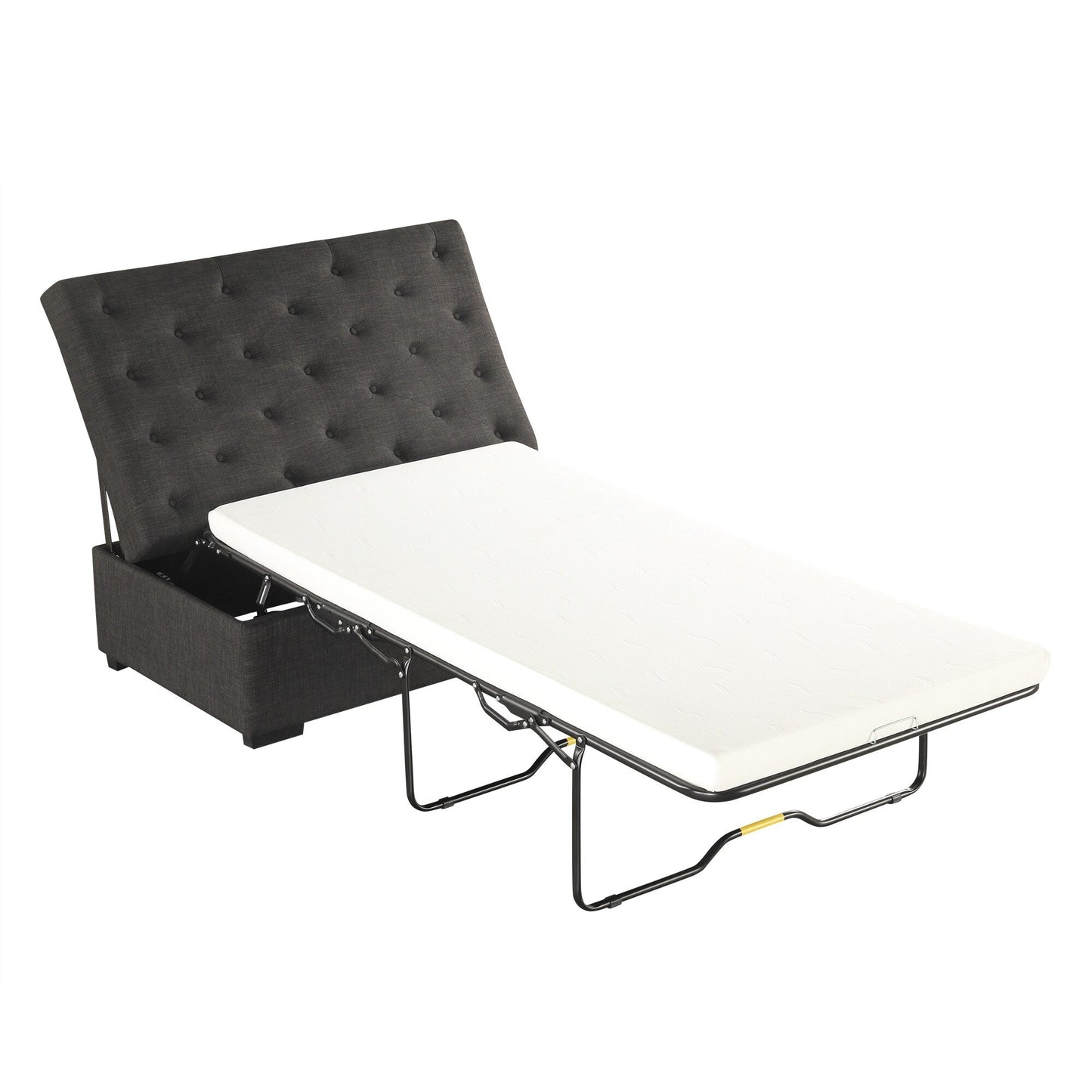 Roomfitters 49.6 Folding Ottoman Sleeper Sofa with Memory Foam Mattress and Tufted Design
