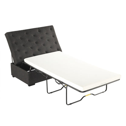 Roomfitters 49.6 Folding Ottoman Sleeper Sofa with Memory Foam Mattress and Tufted Design