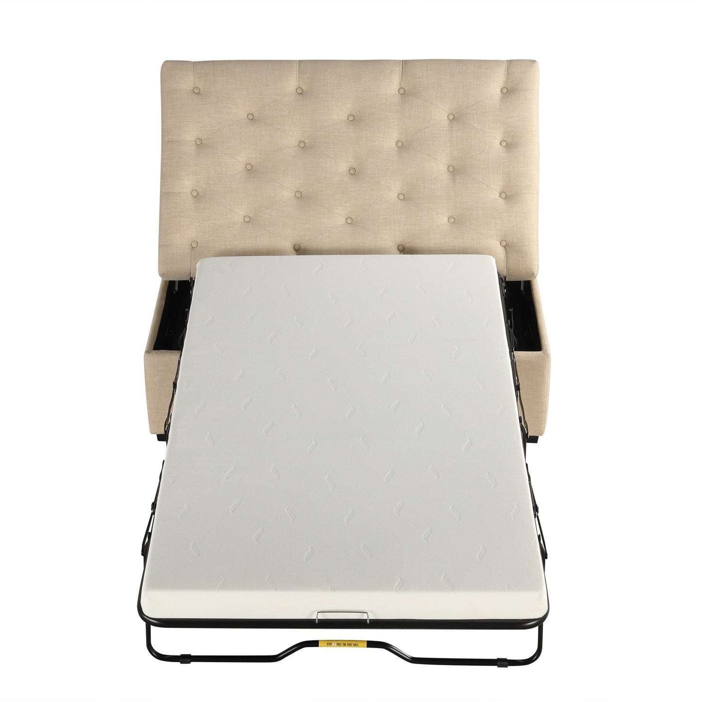 Roomfitters 49.6 Folding Ottoman Sleeper Sofa with Memory Foam Mattress and Tufted Design