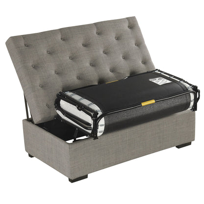 Roomfitters 49.6 Folding Ottoman Sleeper Sofa with Memory Foam Mattress and Tufted Design