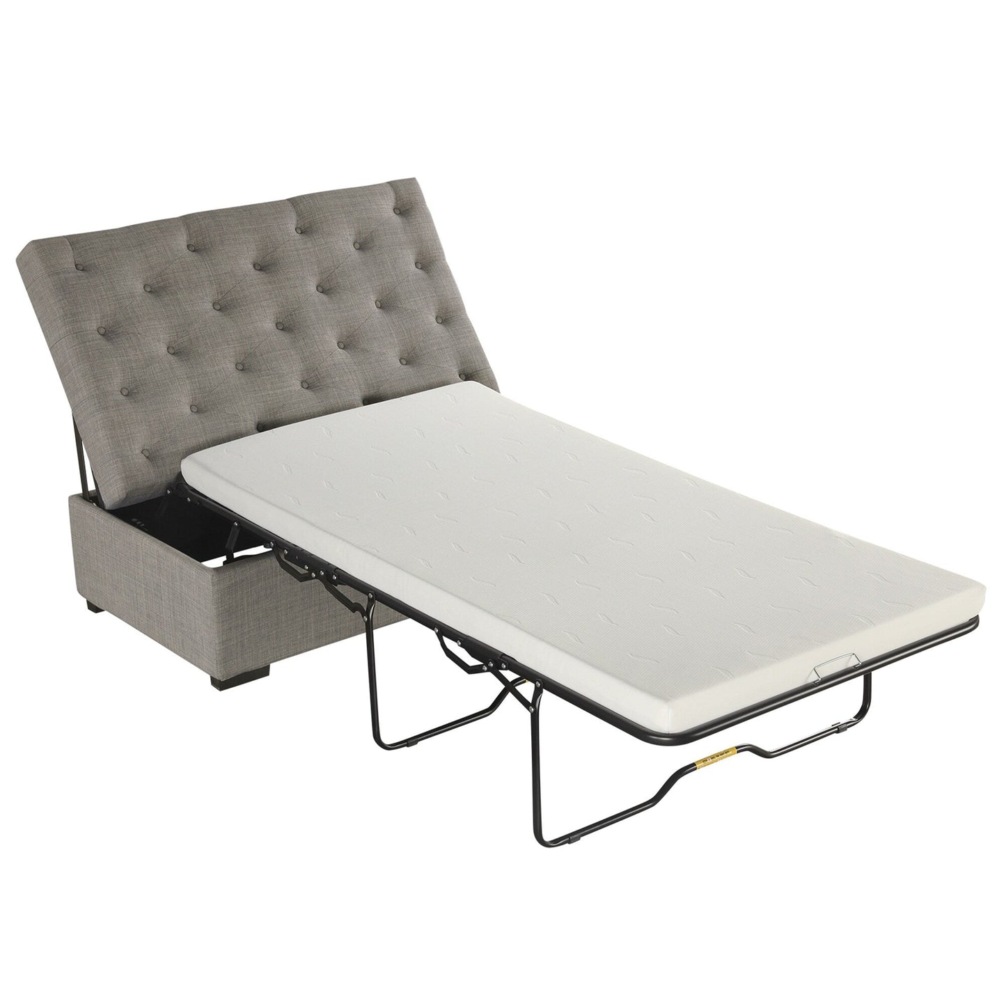 Roomfitters 49.6 Folding Ottoman Sleeper Sofa with Memory Foam Mattress and Tufted Design