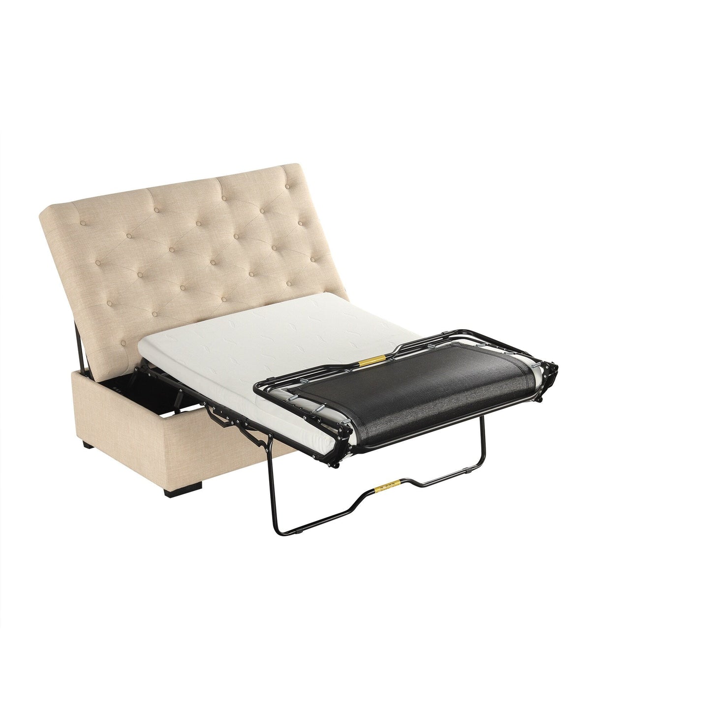 Roomfitters 49.6 Folding Ottoman Sleeper Sofa with Memory Foam Mattress and Tufted Design