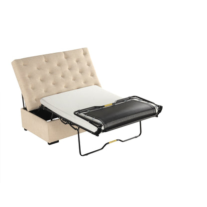 Roomfitters 49.6 Folding Ottoman Sleeper Sofa with Memory Foam Mattress and Tufted Design