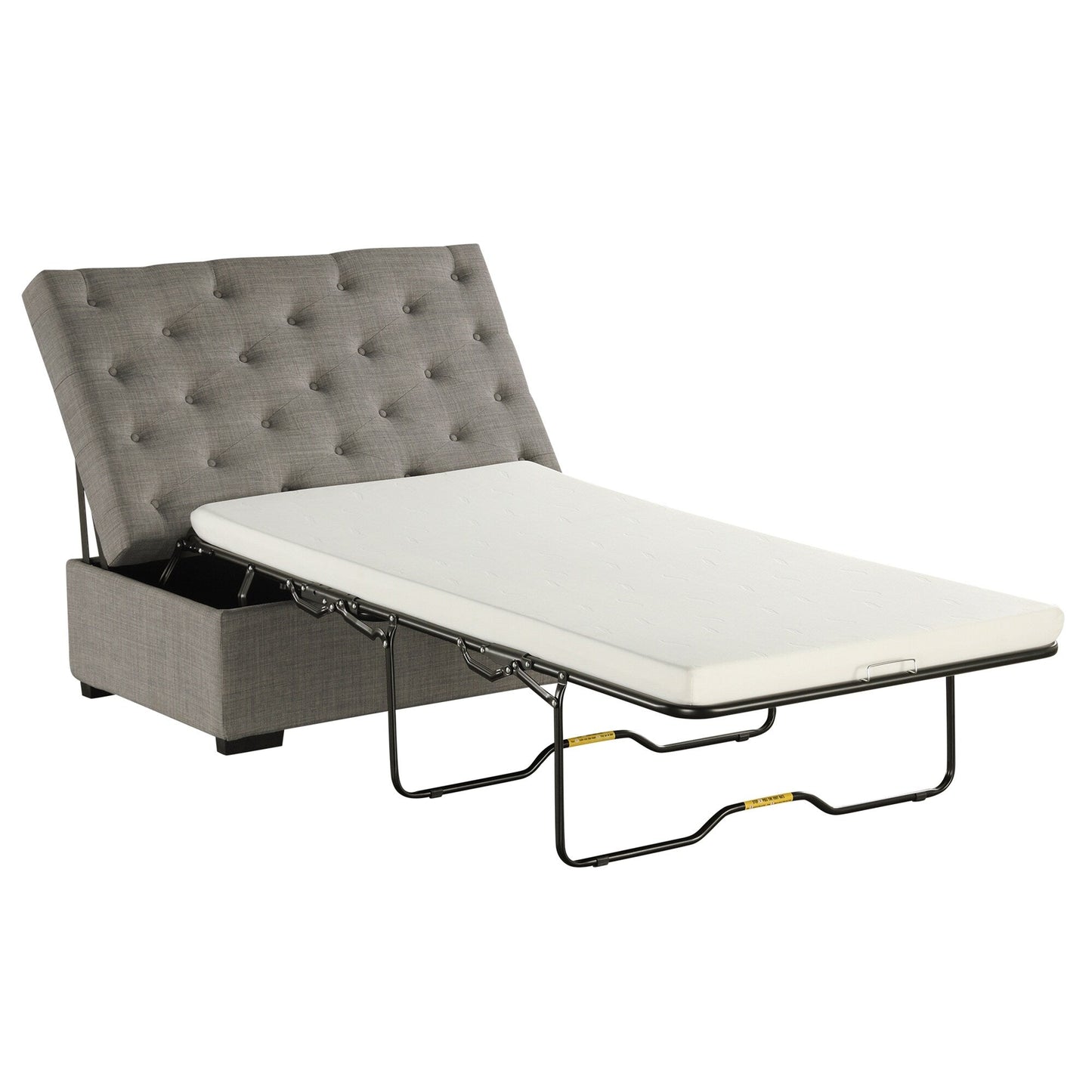 Roomfitters 49.6 Folding Ottoman Sleeper Sofa with Memory Foam Mattress and Tufted Design