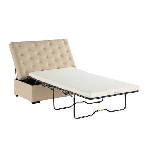 Roomfitters 49.6 Folding Ottoman Sleeper Sofa with Memory Foam Mattress and Tufted Design