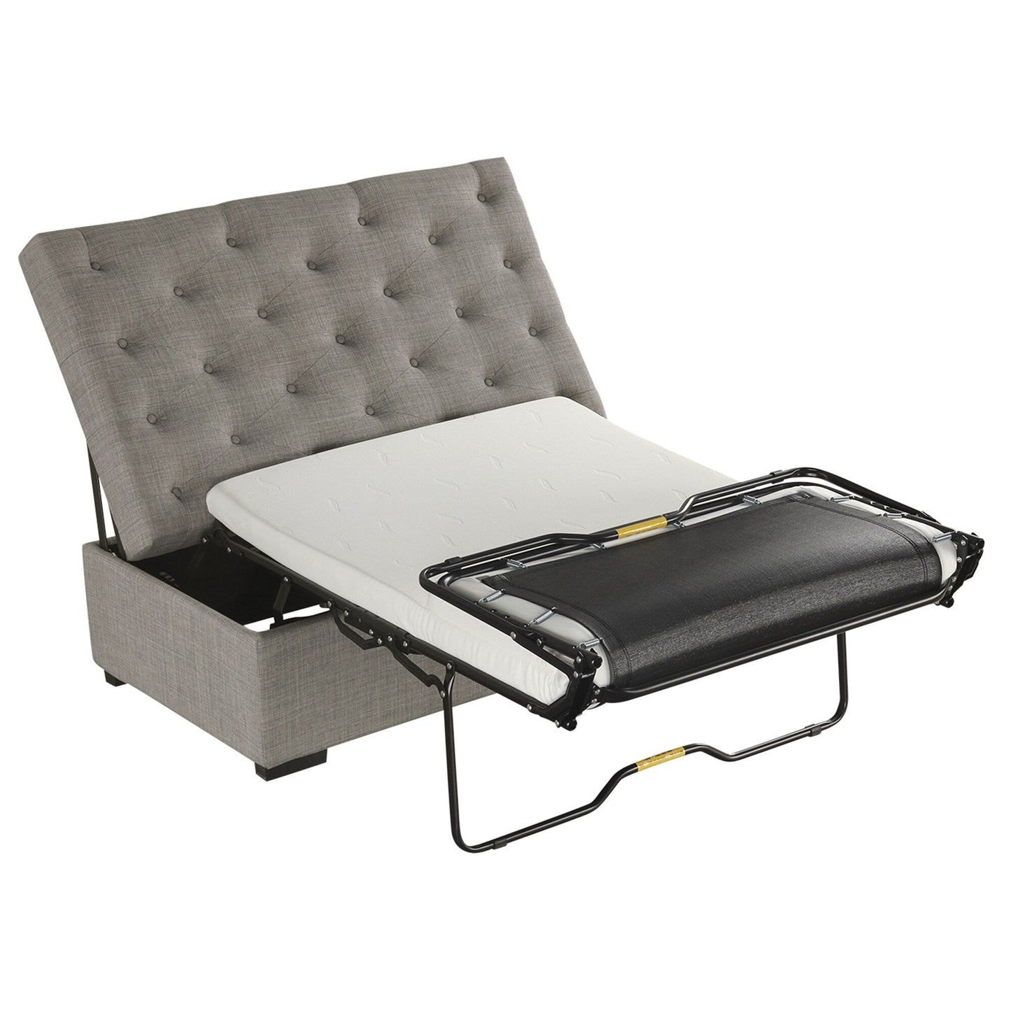 Roomfitters 49.6 Folding Ottoman Sleeper Sofa with Memory Foam Mattress and Tufted Design