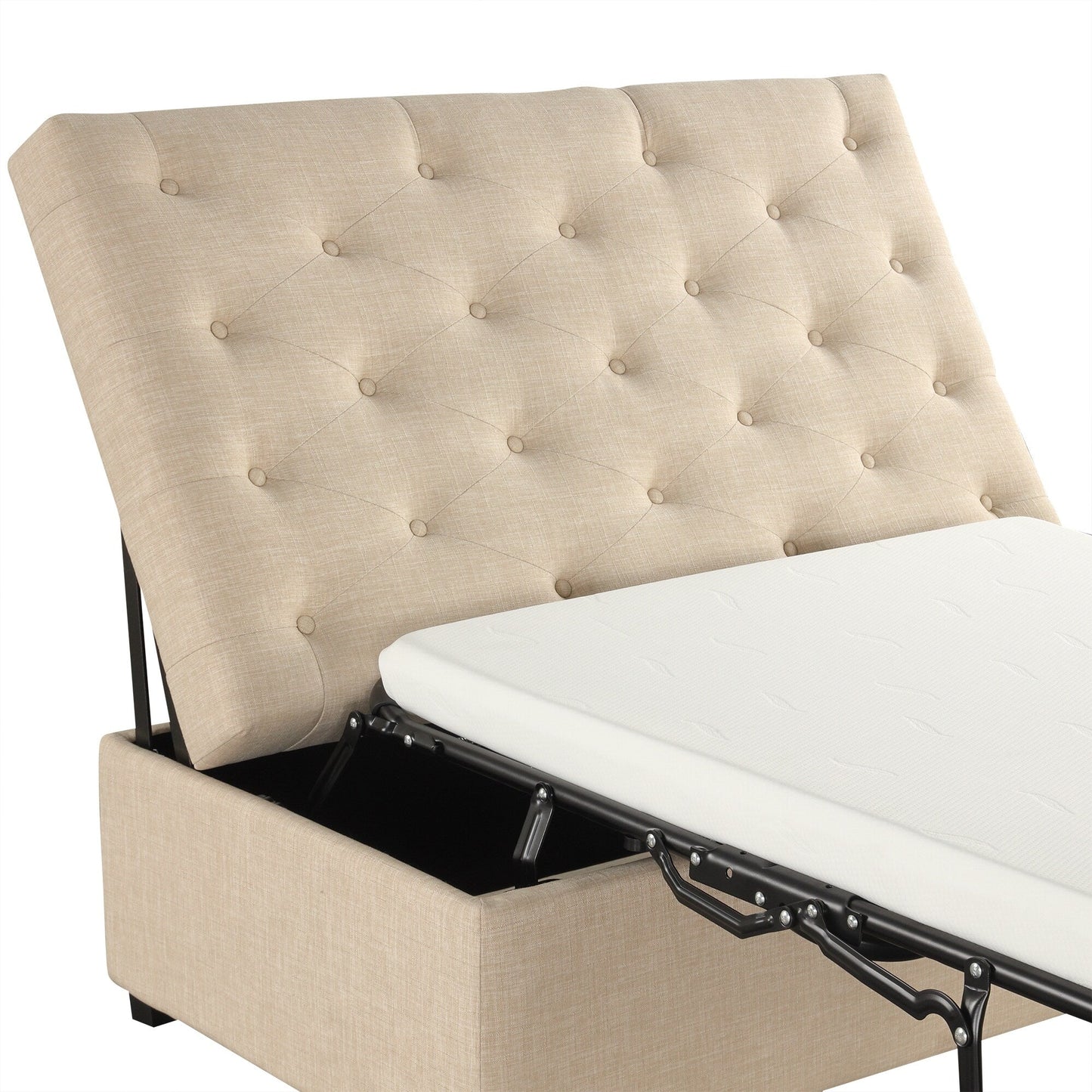 Roomfitters 49.6 Folding Ottoman Sleeper Sofa with Memory Foam Mattress and Tufted Design