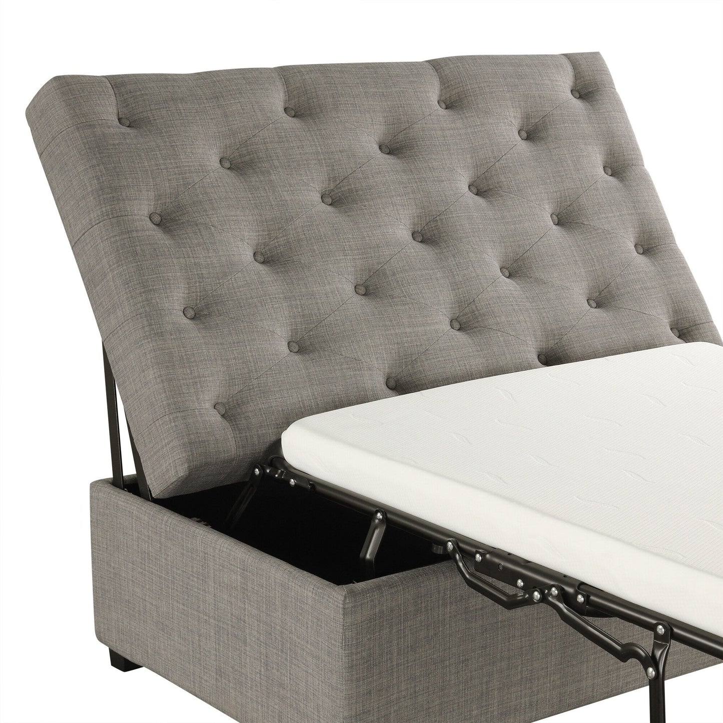 Roomfitters 49.6 Folding Ottoman Sleeper Sofa with Memory Foam Mattress and Tufted Design