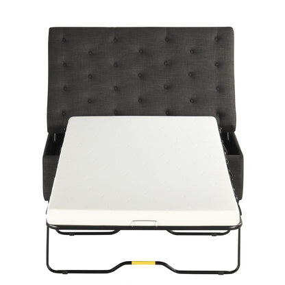 Roomfitters 49.6 Folding Ottoman Sleeper Sofa with Memory Foam Mattress and Tufted Design