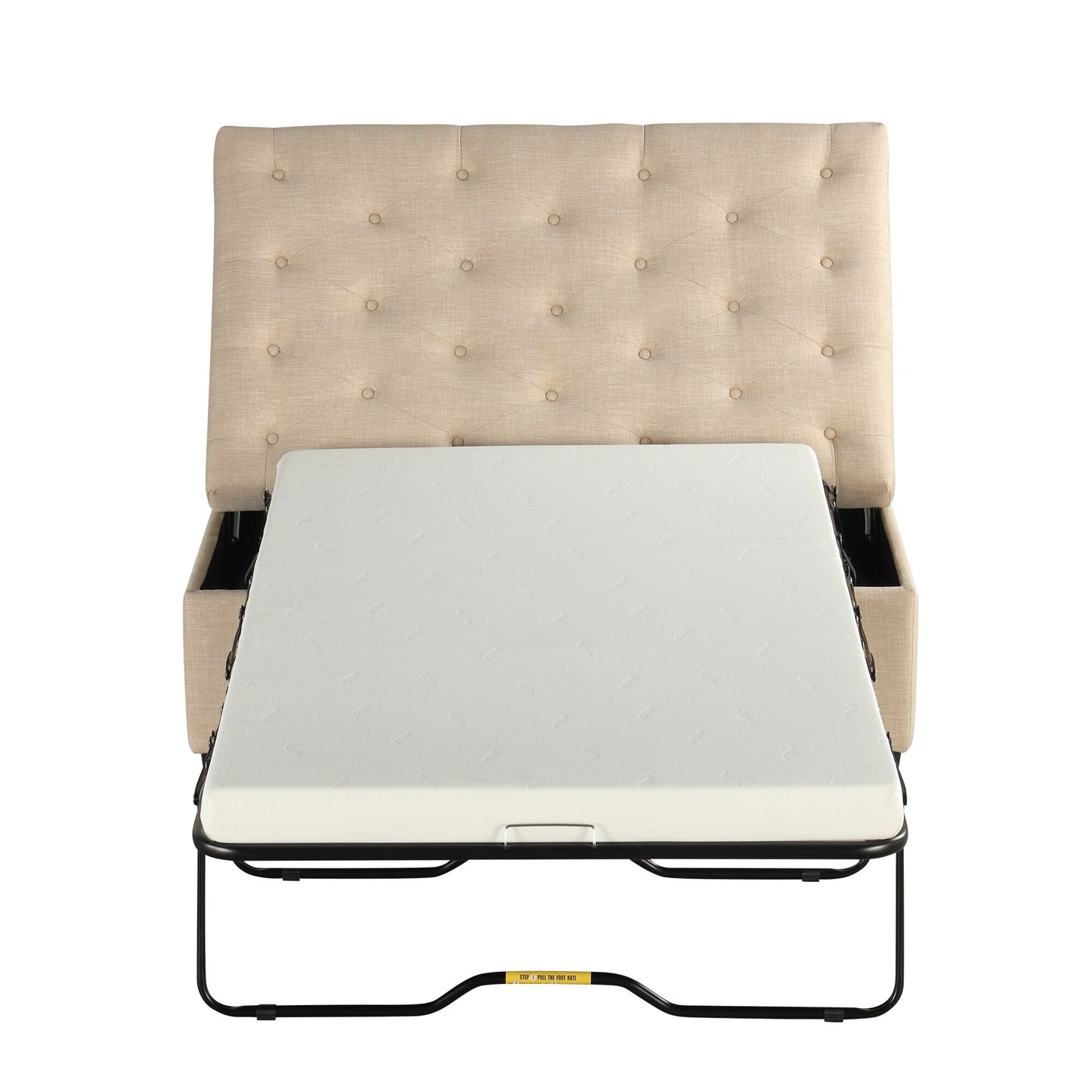 Roomfitters 49.6 Folding Ottoman Sleeper Sofa with Memory Foam Mattress and Tufted Design