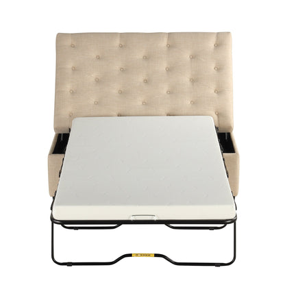 Roomfitters 49.6 Folding Ottoman Sleeper Sofa with Memory Foam Mattress and Tufted Design