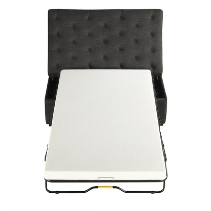 Roomfitters 49.6 Folding Ottoman Sleeper Sofa with Memory Foam Mattress and Tufted Design