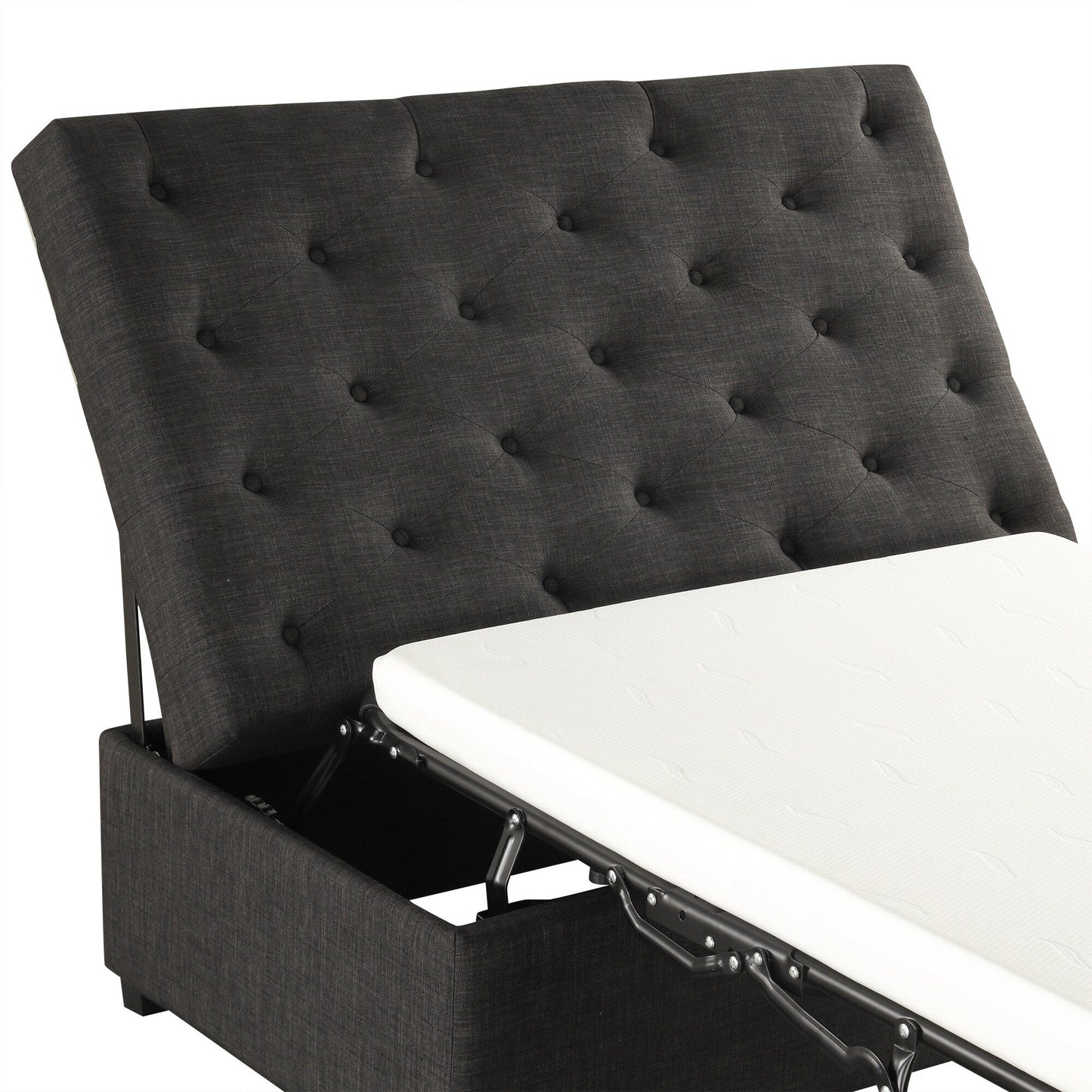 Roomfitters 49.6 Folding Ottoman Sleeper Sofa with Memory Foam Mattress and Tufted Design