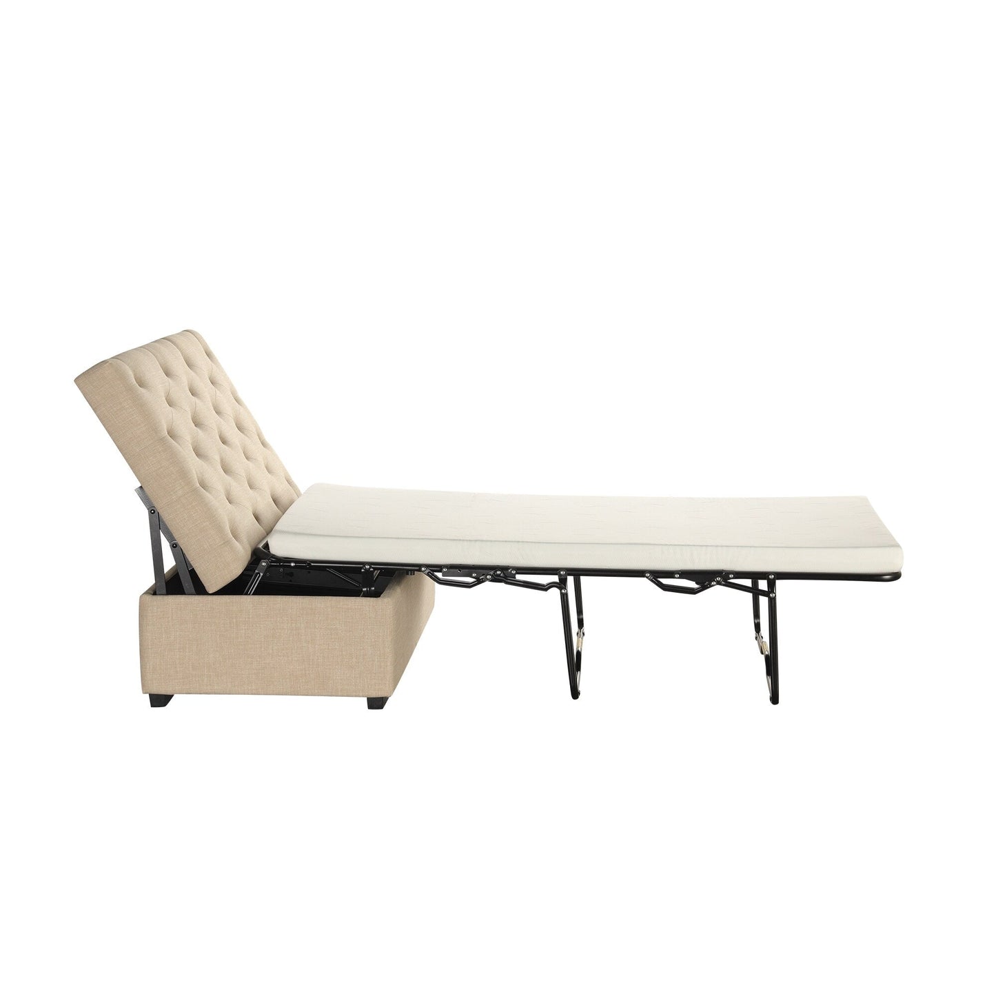 Roomfitters 49.6 Folding Ottoman Sleeper Sofa with Memory Foam Mattress and Tufted Design
