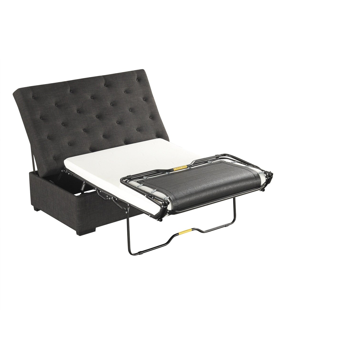 Roomfitters 49.6 Folding Ottoman Sleeper Sofa with Memory Foam Mattress and Tufted Design