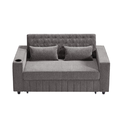 Roomfitters 61.4 Pull-Out Convertible Loveseat Sofa Bed with Adjustable Backrest for Living Room