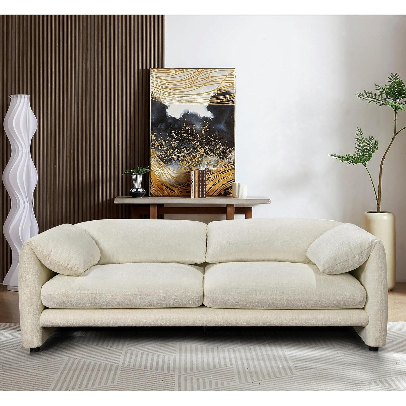 Roomfitters 87 3 Seater sofa with wide and comfortable armrest, High density sponge backrest & its plump cushions and soft