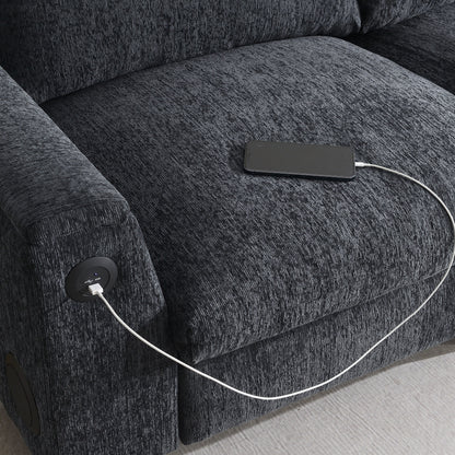Roomfitters 96'' x 35'' Chenille Sectional Sofa with Bluetooth Speaker, Comfy Cloud Couch Set with Drop-Down Table, USB Charger