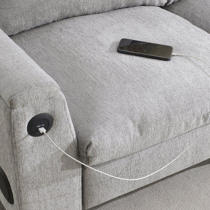 Roomfitters 96'' x 35'' Chenille Sectional Sofa with Bluetooth Speaker, Comfy Cloud Couch Set with Drop-Down Table, USB Charger