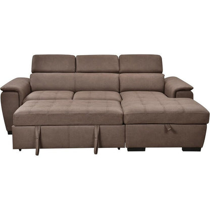 Roomfitters 97 Convertible Sectional Sofa with Storage Chaise, Adjustable Headrests, Contemporary L-Shaped Sleeper Sofa