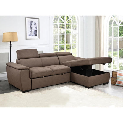 Roomfitters 97 Convertible Sectional Sofa with Storage Chaise, Adjustable Headrests, Contemporary L-Shaped Sleeper Sofa