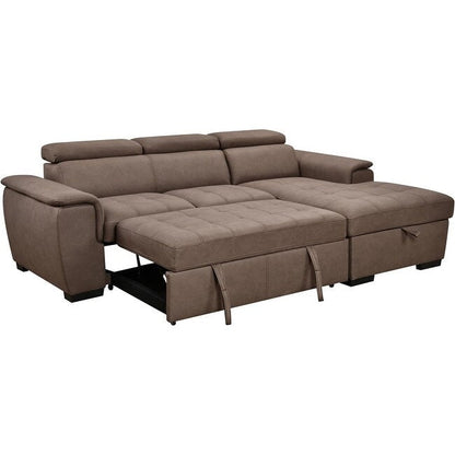 Roomfitters 97 Convertible Sectional Sofa with Storage Chaise, Adjustable Headrests, Contemporary L-Shaped Sleeper Sofa