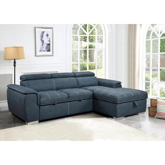 Roomfitters 97 Convertible Sectional Sofa with Storage Chaise, Adjustable Headrests, Contemporary L-Shaped Sleeper Sofa