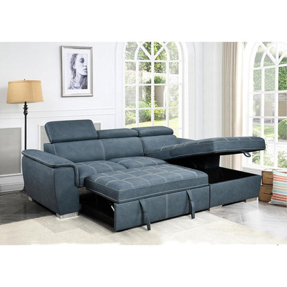 Roomfitters 97 Convertible Sectional Sofa with Storage Chaise, Adjustable Headrests, Contemporary L-Shaped Sleeper Sofa
