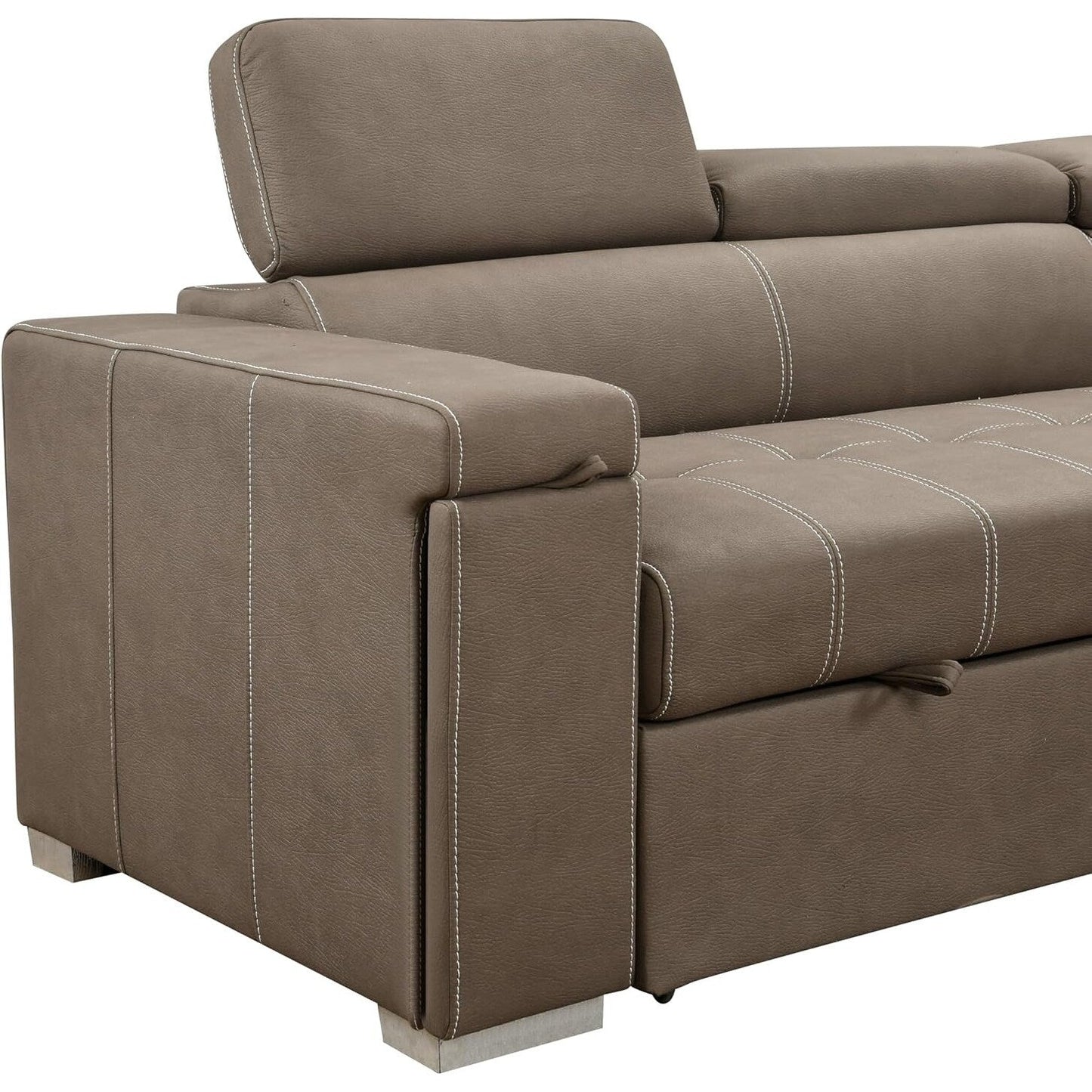 Roomfitters 99.5 Modern 2 in 1 Convertible Sofa Bed with Pull-Out Bed & Chaise Lounge, Adjustable Headrest