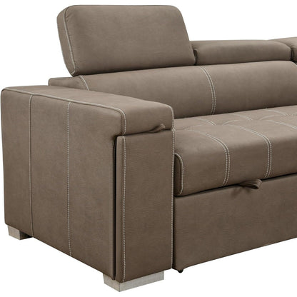 Roomfitters 99.5 Modern 2 in 1 Convertible Sofa Bed with Pull-Out Bed & Chaise Lounge, Adjustable Headrest