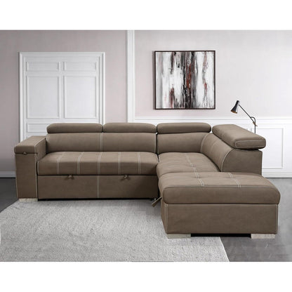 Roomfitters 99.5 Modern 2 in 1 Convertible Sofa Bed with Pull-Out Bed & Chaise Lounge, Adjustable Headrest