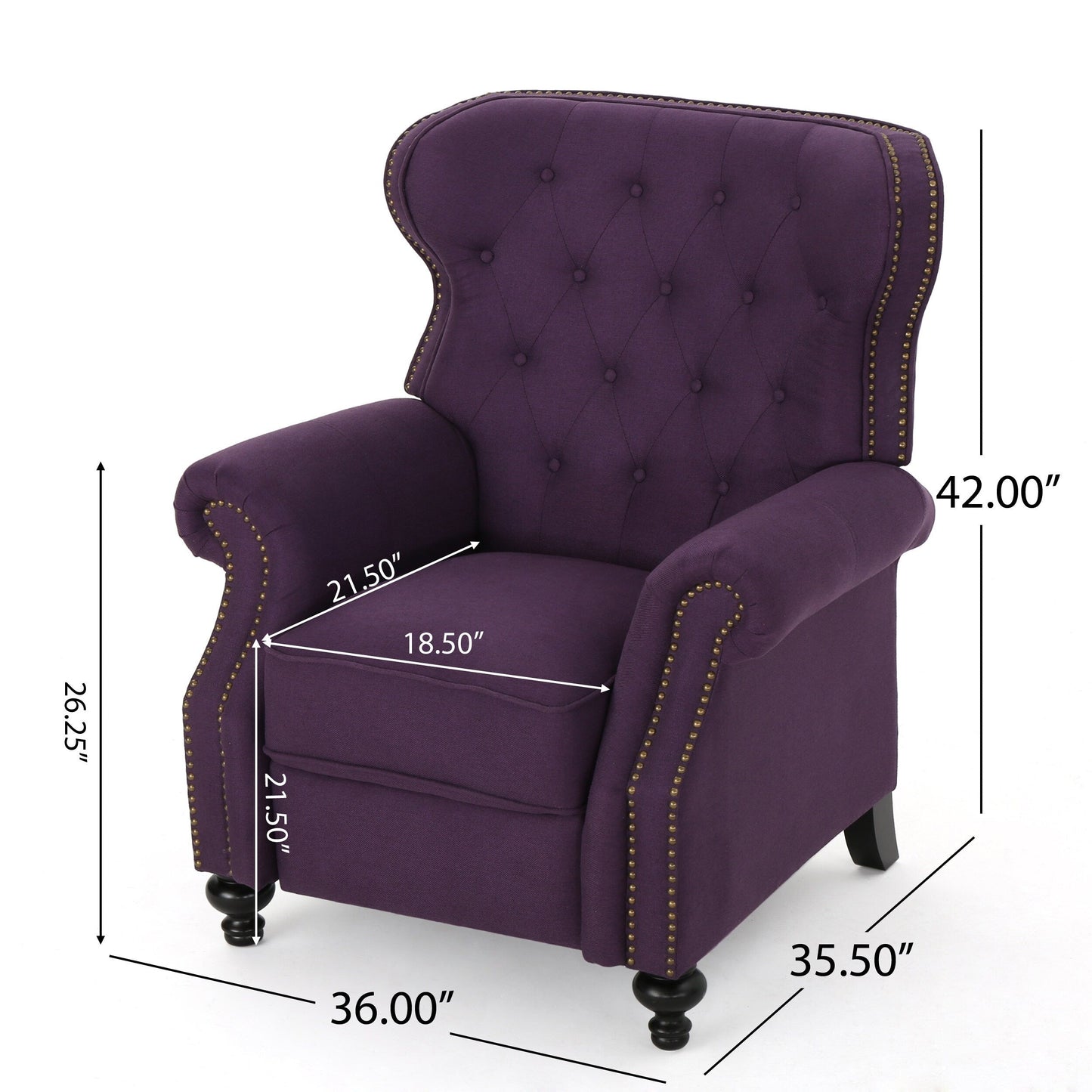 Roomfitters Accented Push Back Recliner Chair with Rolled Arms, Enjoy Cocooning Comfort