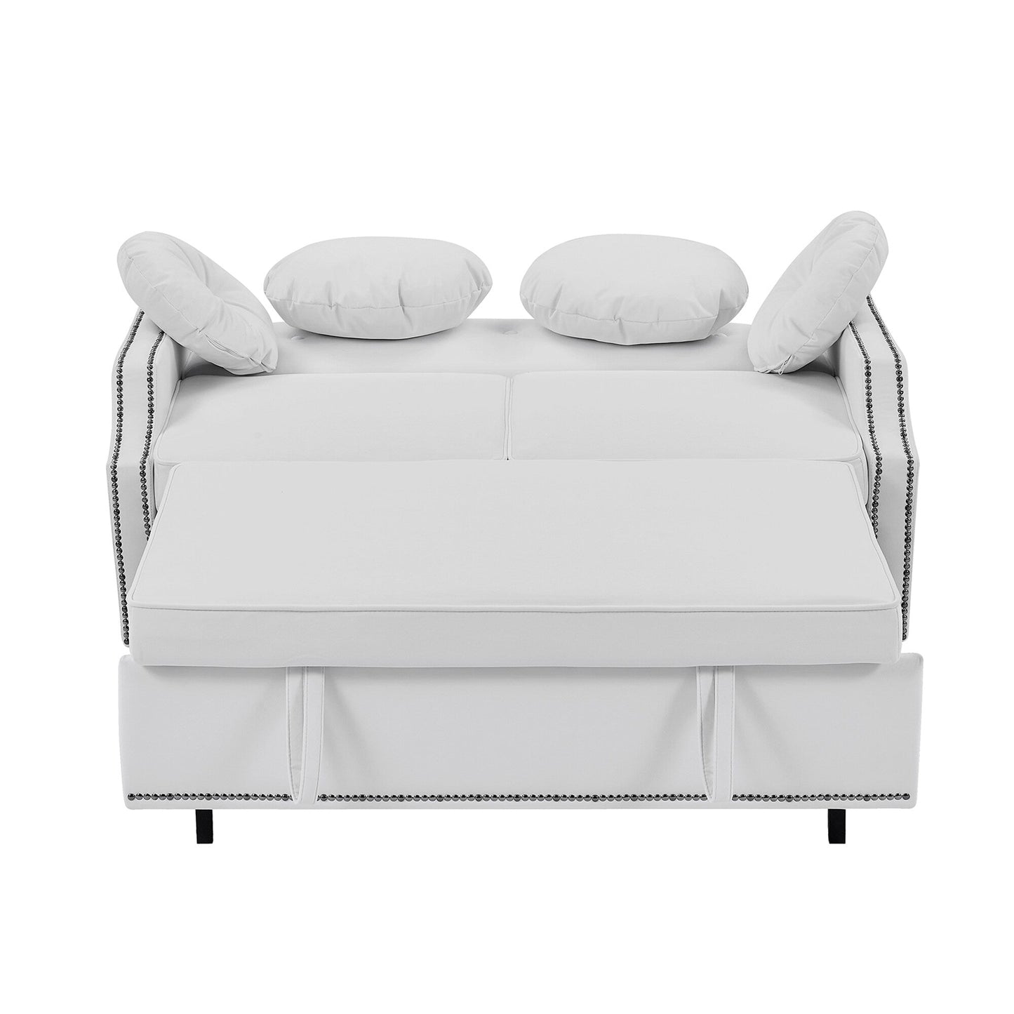 Roomfitters Adjustable Sofa Bed with Button Tufted Backrest, USB Ports, and Floral Lumbar Pillows, Perfect for Living Room