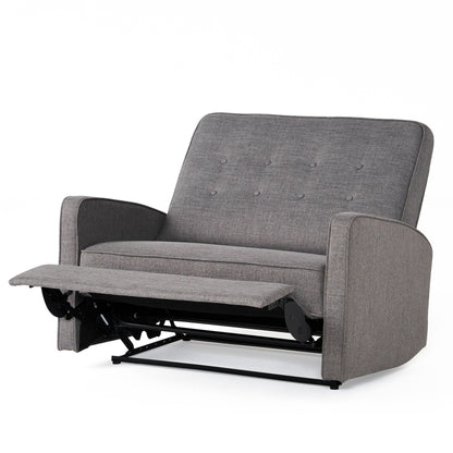 Roomfitters Button-Tufted Upholstered Loveseat with Comfortable Cushions for Living Room or Bedroom, Grey