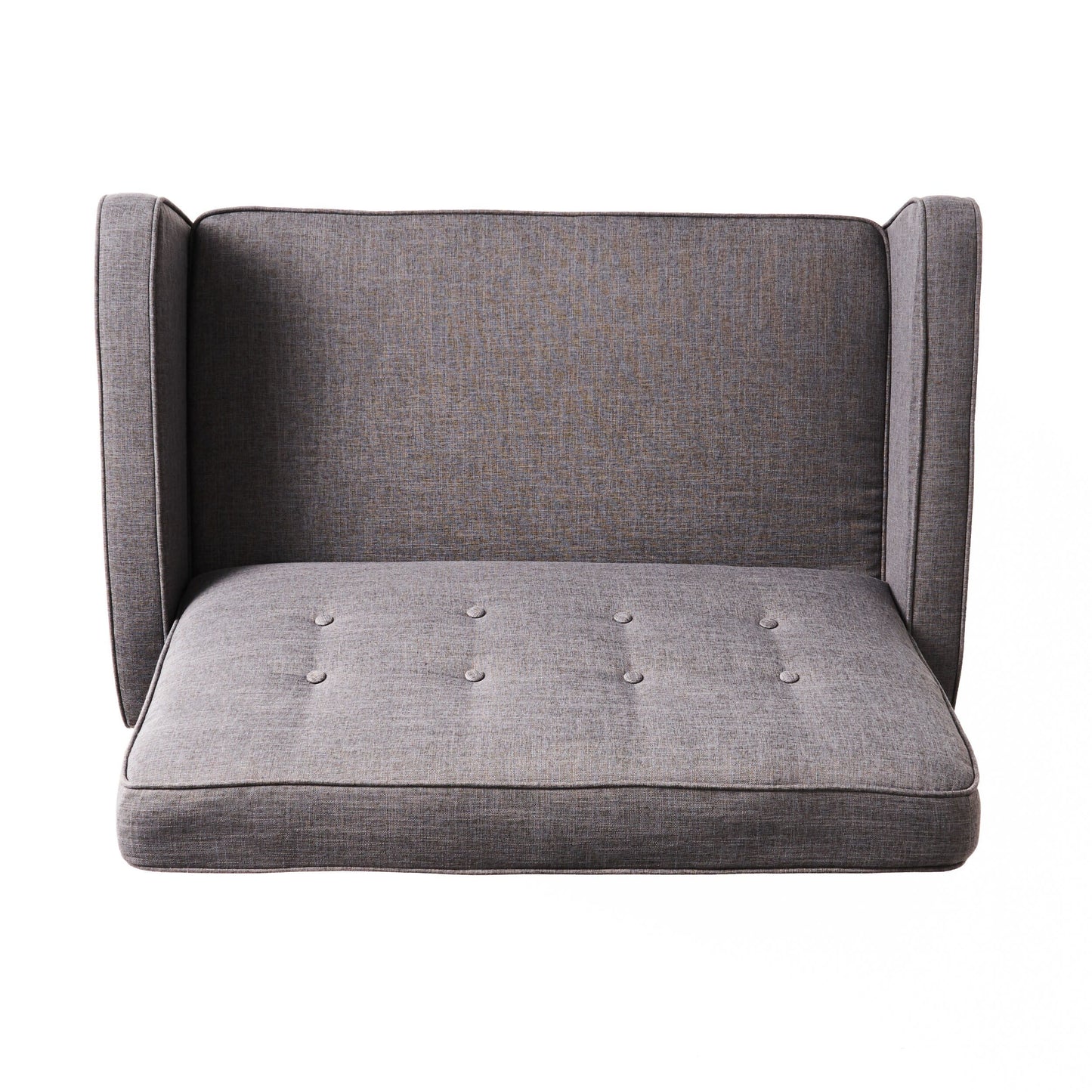 Roomfitters Button-Tufted Upholstered Loveseat with Comfortable Cushions for Living Room or Bedroom, Grey